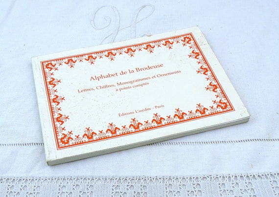 Vintage French Reproduction Book of Example of Embroidery Letters, Numbers and Monograms, Retro Sewing Craft library Reference Booklet