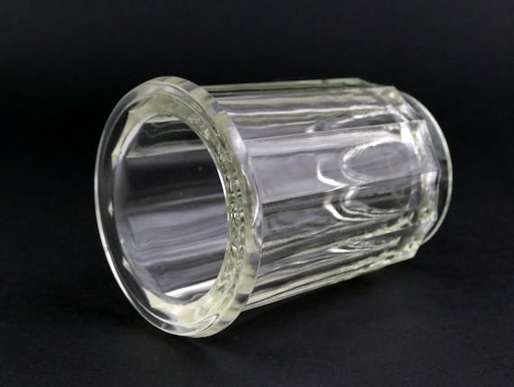 Antique French Tall Thin Thick Glass Jam Jar, Vintage Small Marmalade Container from France, Old Style Country Farmhouse Kitchen Curio