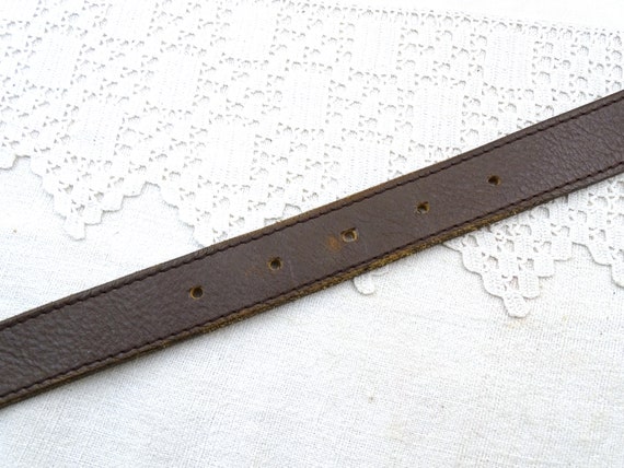 Vintage French Mid Century Leather Belt with Larg… - image 5