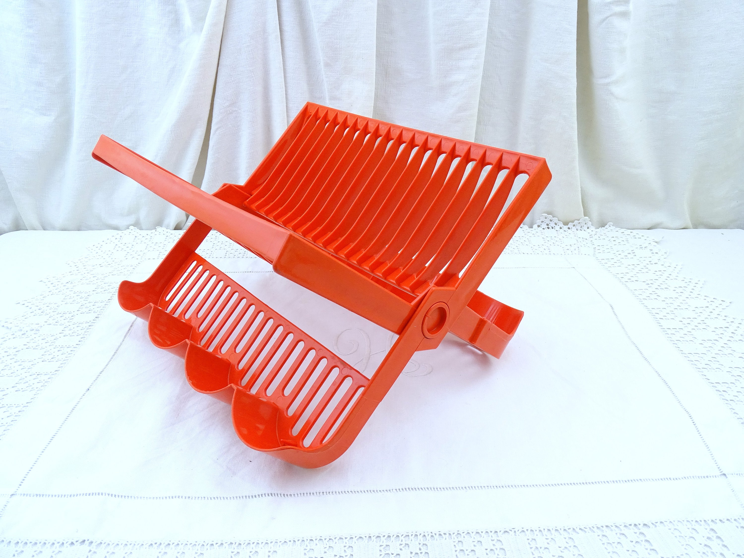 Vintage Mid Century Bright Red Folding Plastic Dish Drainer, Retro Kitchen  Washing Up Accessory from France, Small Apartment Sink Rack