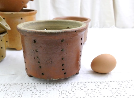 Large Antique French Pottery Cheese Strainer Mold from Western France, Vintage Rural Faisselle Drainer, Old Style Dairy Rustic Kitchen Decor
