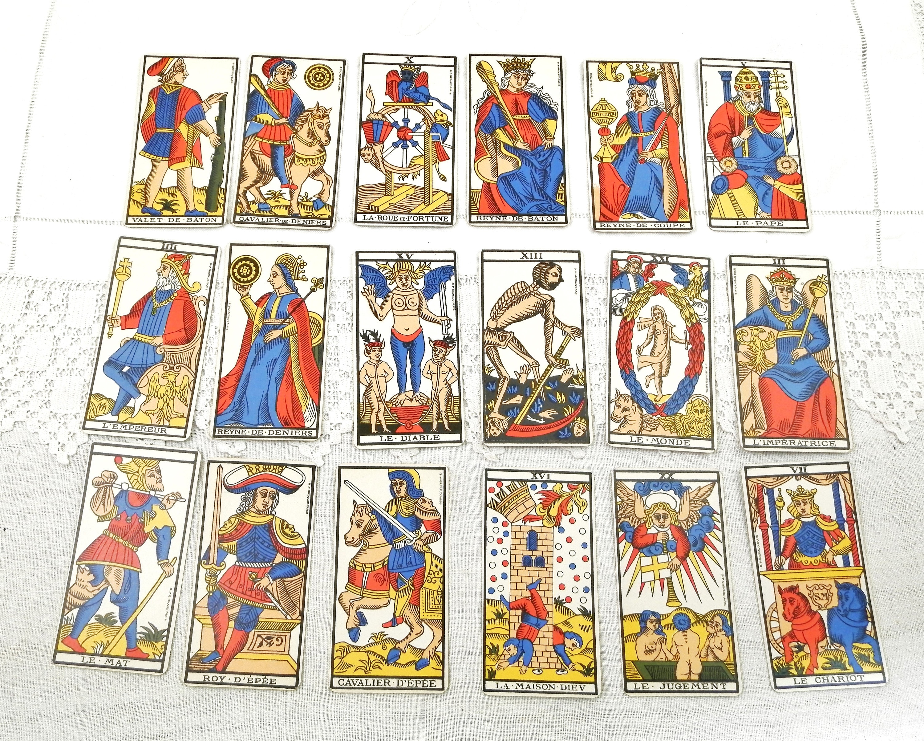 Deck of Divination Tarot de Marseille Cards by BP Grimaud Paris with