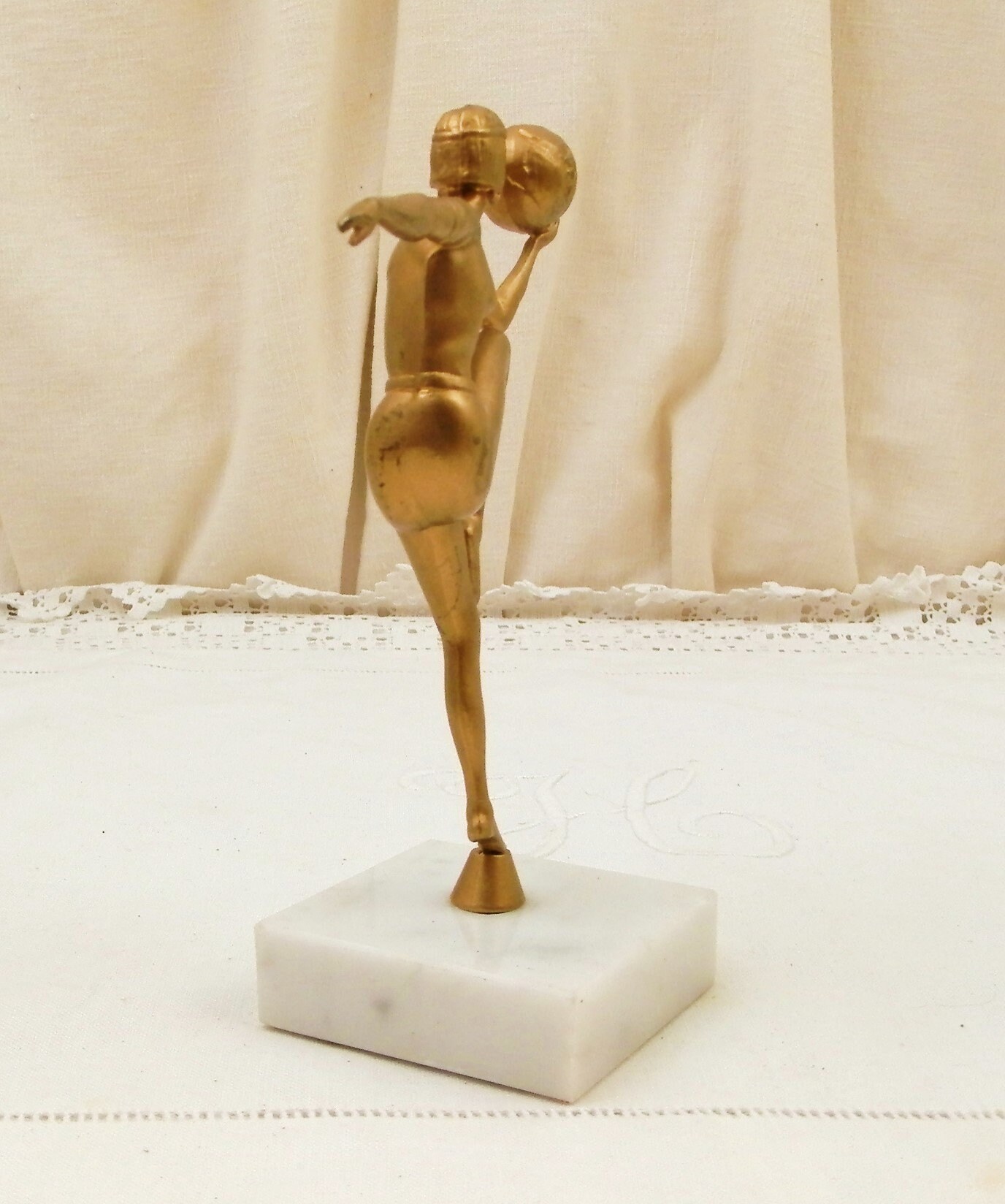 Small Vintage Reproduction 1930s Art Deco Sculpture Woman with Ball ...