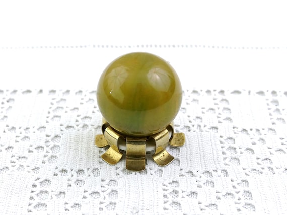 Vintage French Round Ball Shaped Marbled Swirled Spinach Catalin Bottle Stopper, Retro Bakelite Drinks Barware France, Cork Replacement