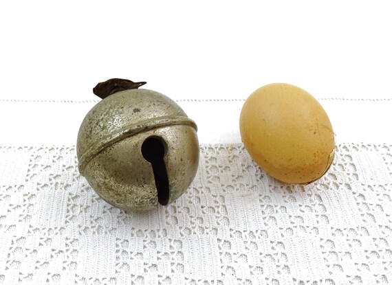 Antique French Large Bronze Farm Horse Bell, Retro Round Metal Sleigh Bell from France, Vintage Collectible Chime, Old Style Jingle Bell