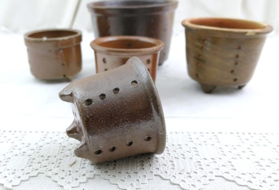 1 Small Antique French Diary Pottery Cheese Mold / Strainer, Ceramic Whey Faisselle Drainer, Primitive Cottage Farmhouse Kitchen Decor