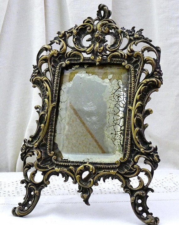アンティーク　ビンテージ　ミラー　フランス アンティーク フランス 18 世紀 自立式 シルバー メッキ ブロンズ
