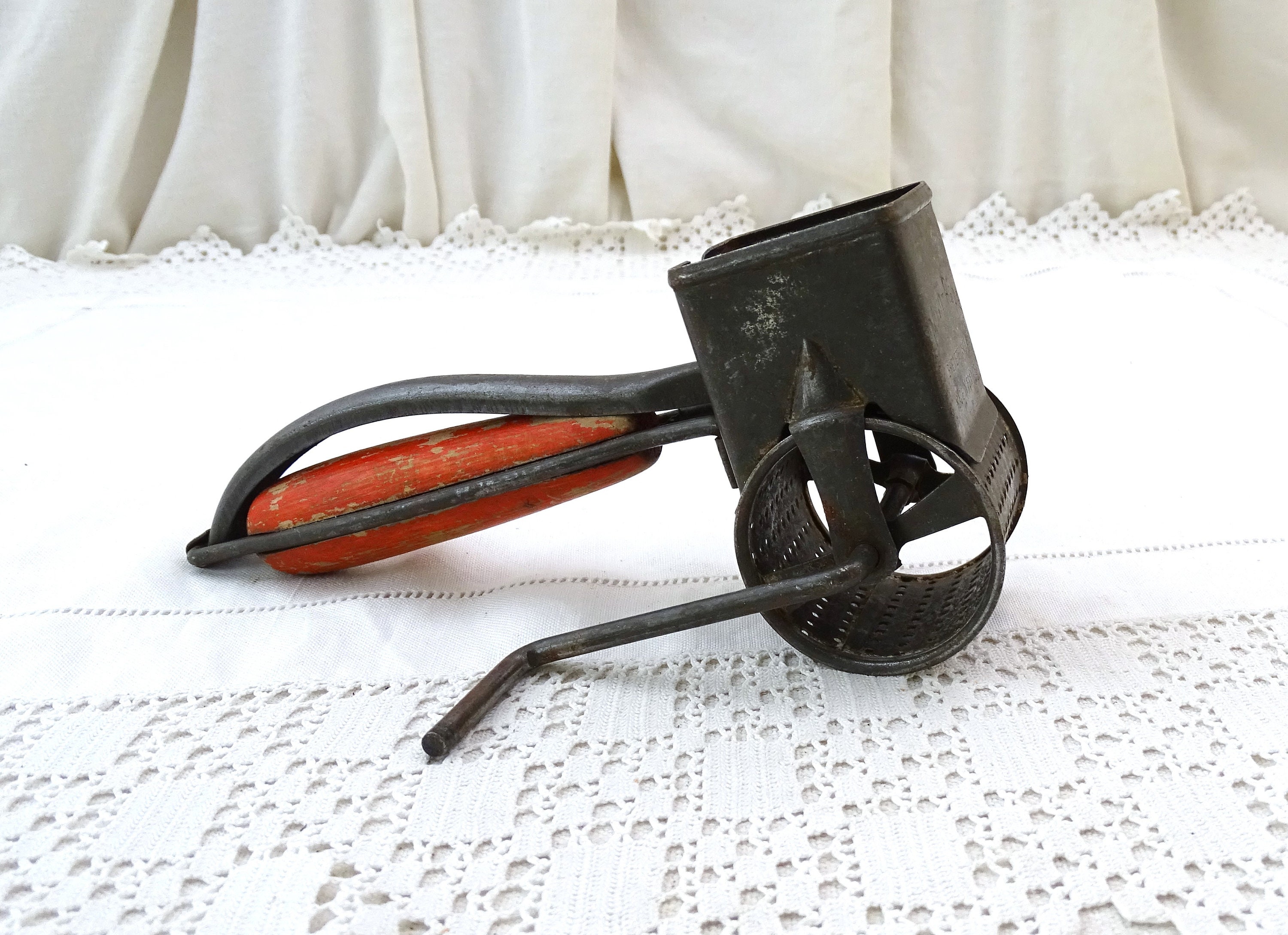 Vintage French Mouli Rape Hand Held Cheese Grater, Retro 1930s