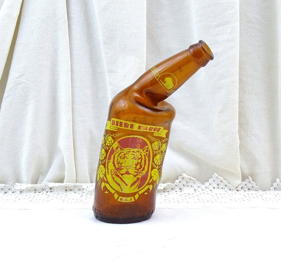 Vintage Rare Vietnam War Melted Beer Bottle Biere Larue by Brasseries et Glaciers De L'Indochine, Retro Brewing Curio from the Far East