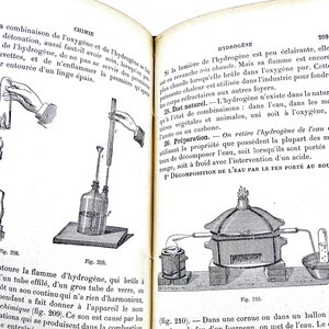 French Antique Science School Hard Back Book with Illustrations and 332 pages, Vintage Victorian Student Sturdy Text Book, Retro Pupil Decor