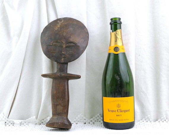 Vintage Wooden Ashanti Akuaba Fertility Doll from Africa, Retro Tribal African Statue Figurine made of Wood , Ethnic Exotic Sculpture Art