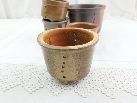 1 Antique French Diary Pottery Cheese Mold / Strainer, Ceramic Whey Faisselle Drainer, Primitive Cottagecore Farmhouse Kitchen Country Decor