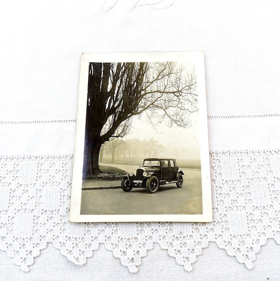 Antique French Large Gelatin Black and White Photograph of 1920s Voisin Automobile C1, Vintage Early 20 th Century Car Picture from France