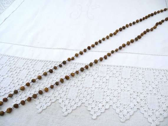 Long Vintage Natural Bhadraksha Seed Linked Bead … - image 6