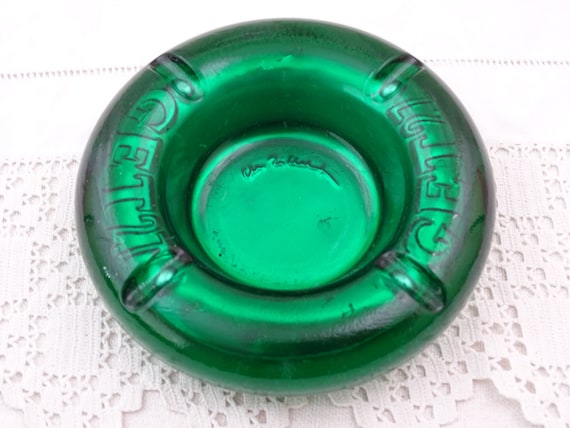 Vintage Promotional Ashtray for Get 27 in Green Glass, Retro Smoking Accessory from France, Collectible Barware Glassware, Upcycled Dish