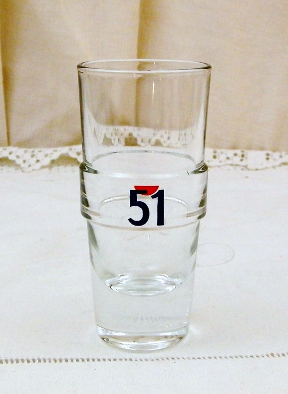 2 Vintage French Pastis 51 Glasses, Pair French Aperitif Glasses
