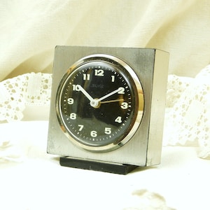 Working Vintage Mid Century 60s / 70s German Wind Up Mechanical Silvoz Alarm Clock, European MidCentury Decor, Bedroom Bedside Timepiece