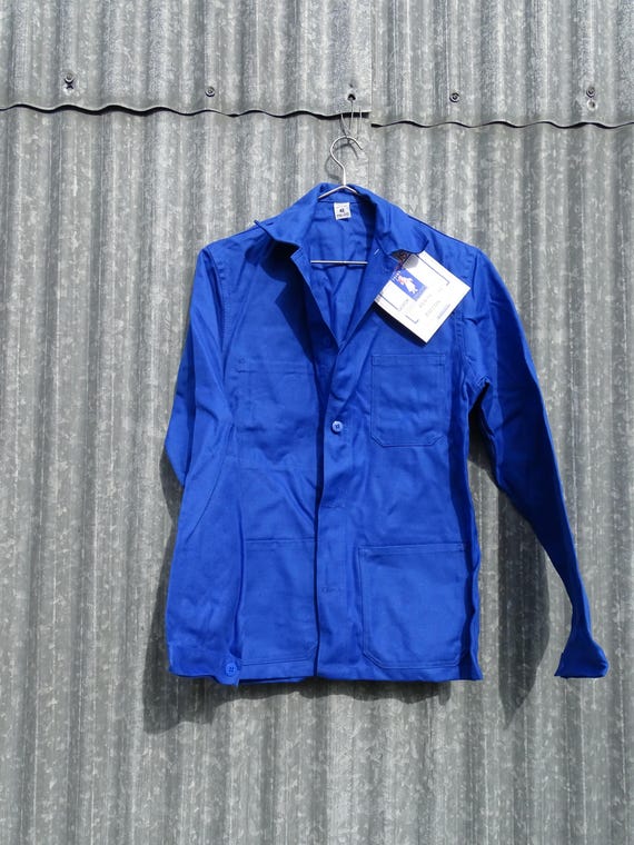 Vintage French Blue Unused New Old Stock with Tags Workers Cotton Overall by Muzelle Dulacin Size 42, Retro Canvas Working Jacket France
