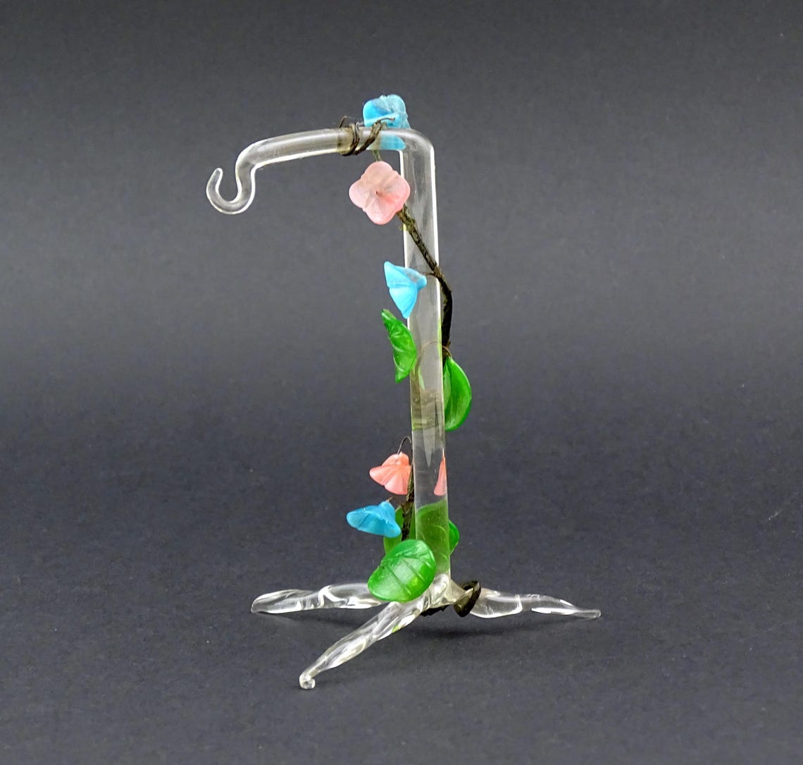 Antique Czech Glass Canes and Molded Glass Pocket Watch Hanger / Holder, Retro 1800s Time Piece Accessory, Vintage Pendant Jewelry Display, foto 1 di 5