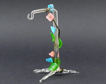 Antique Czech Glass Canes and Molded Glass Pocket Watch Hanger / Holder, Retro 1800s Time Piece Accessory, Vintage Pendant Jewelry Display