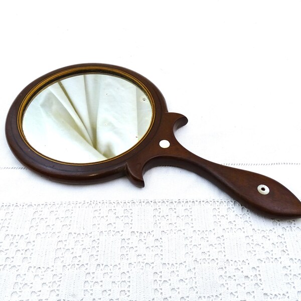 Wood Hand Held Vanity Mirror Etsy
