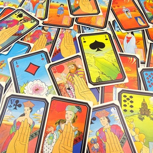 Vintage French Complete Deck of the The Chiromancian of Mrs Indira, Retro Set of Fortune Telling Cards from France, Large Tarot Style Cards