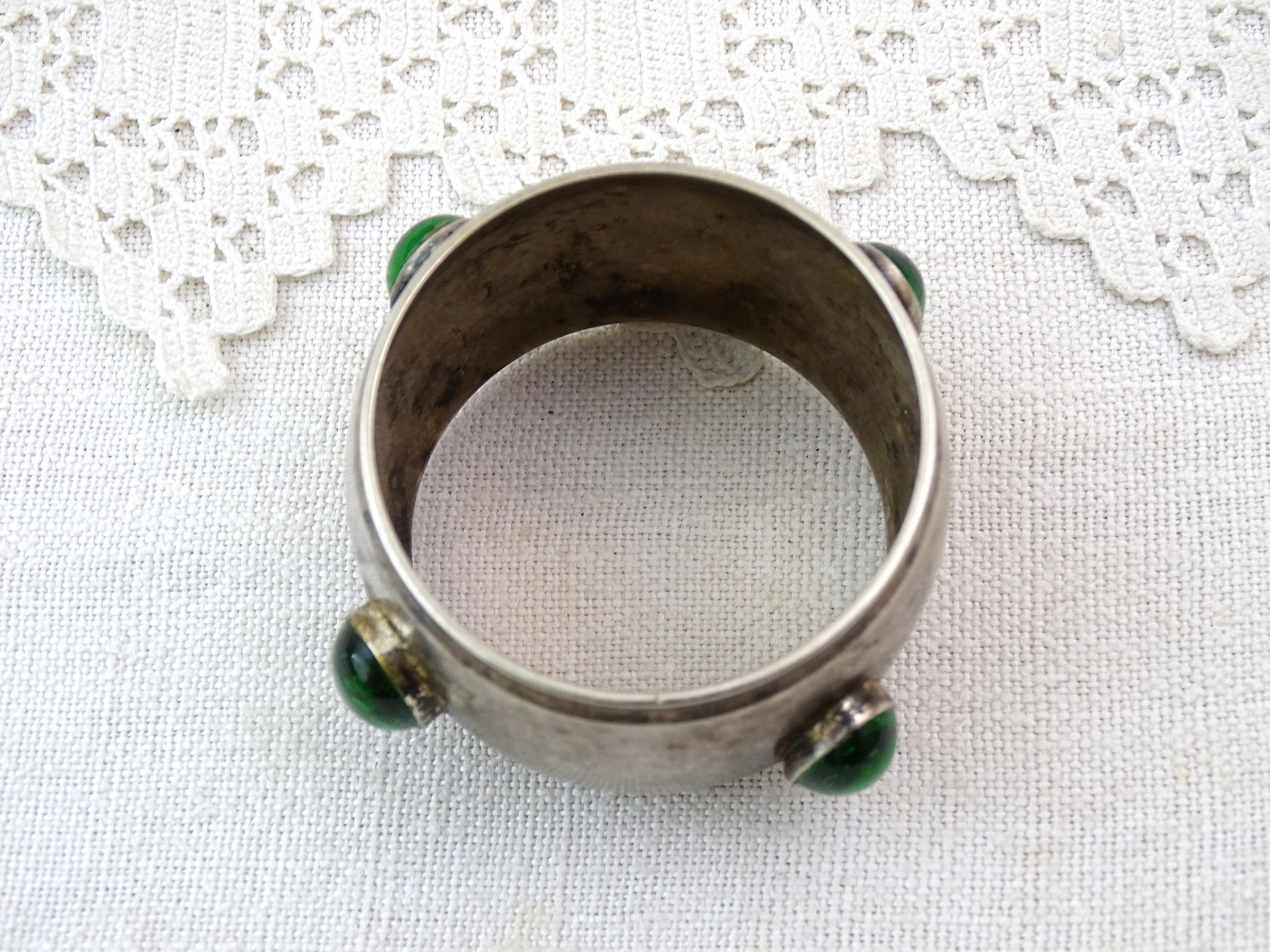 1 Antique French Art and Craft Napkin Ring in Silver Plated Metal with