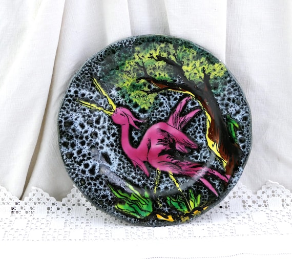 Vintage Vallauris Plate: Mid Century French Flamingo Wall Decor