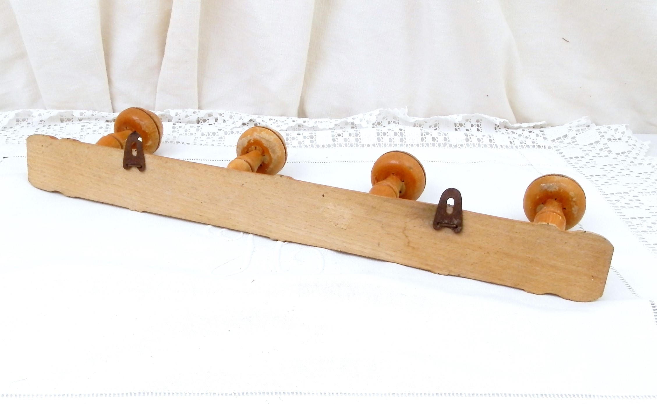 Antique French Traditional Wooden Faux Bamboo Hat Rack, Coat Rack