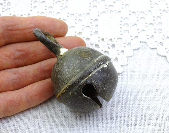 Antique French Large Bronze Farm Horse Bell, Retro Round Metal Sleigh Bell from France, Vintage Collectible Chime, Old Style Jingle Bell