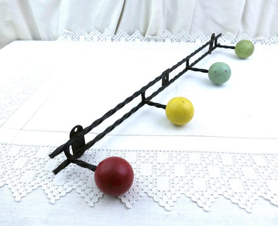 Vintage Mid Century Modern Coat Rack: French Retro 1960s Wall Decor