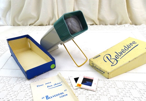 Vintage French Working Slide Viewer Coror Belvedere Visionneuse for Views 24 x 36 with Original Box with Instructions + 2 Slides, Photograph