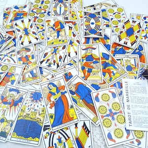 Vintage francés completo excelente calidad reproducción paquete de cartas del Antiguo Tarot de Marsella por Grimaud 1981 Edición, Adivinación