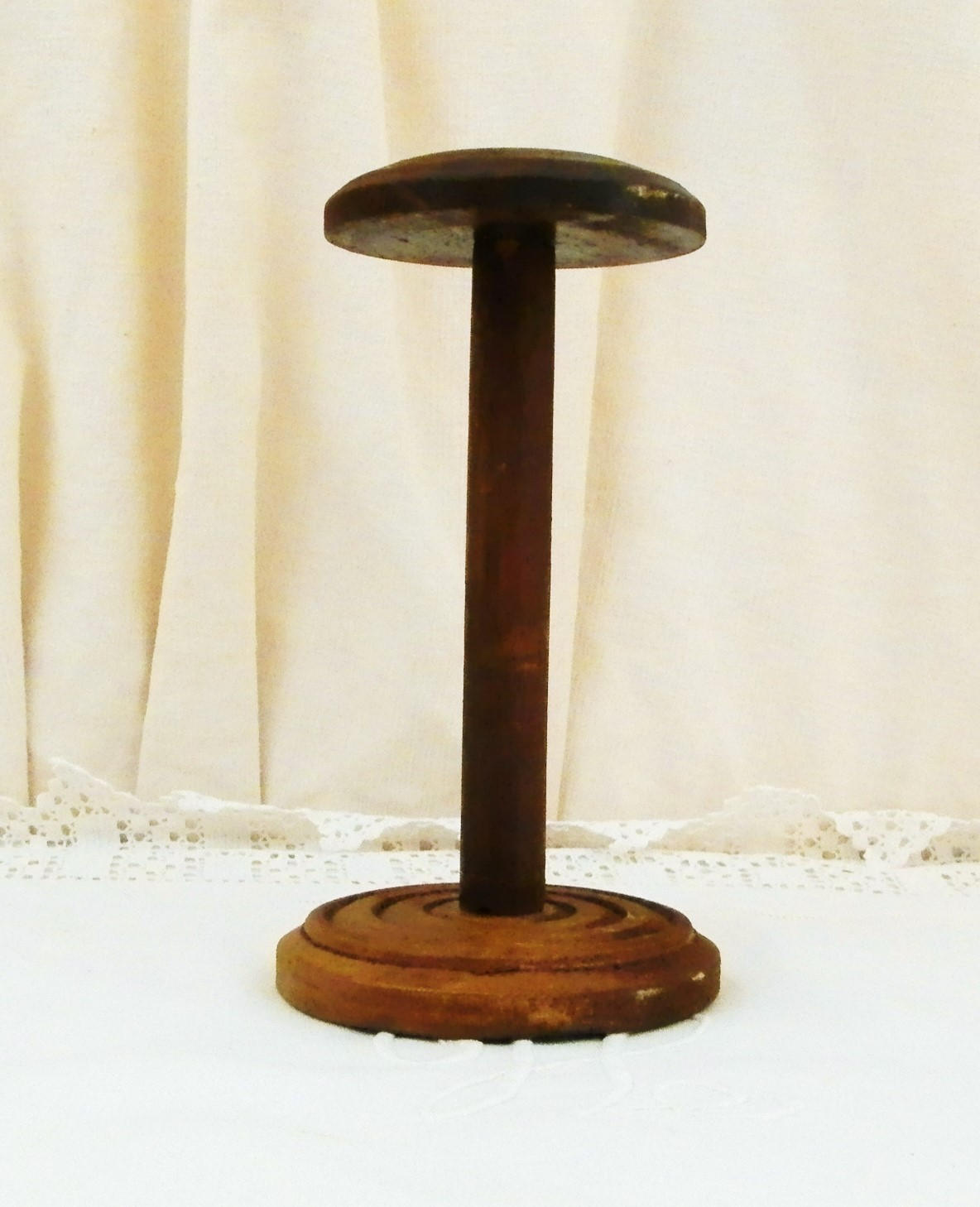 Vintage Wooden Hat Stand, Shop Display for Hat and Wig made of Turned