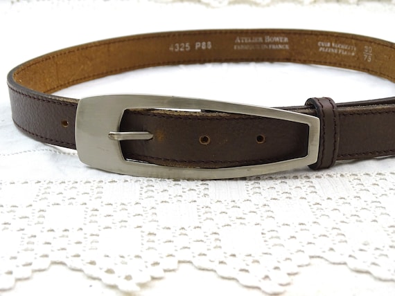 Vintage French Mid Century Leather Belt with Larg… - image 2