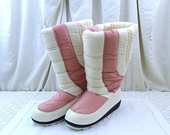 Vintage Flaj 1980s Pink and White Made in Italy Snow Boots Size 39 -40 Eu / 8 US / 6-7 Uk, Retro 70s Apres Ski Shoes, Winter SkiFashion