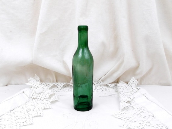 Small Antique French Hand Blown Glass Half Wine Bottle, Farm Country Cottage Kitchen Decor, Bouteille Demi Fillette Brocante from France