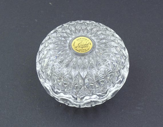 Vintage French Cristal D'Arques Clear Lead Crystal Glass Trinket Box or 2 Small Bowls, Retro Glassware Jewelry Ring Dish from France.