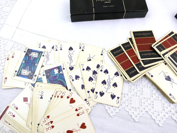 Vintage French Yves Saint Laurent Playing Cards Double Pack from 1984 French Fashion YSL Two Decks Original Box Designer Collectible