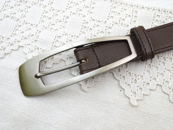 Vintage French Mid Century Leather Belt with Larg… - image 3