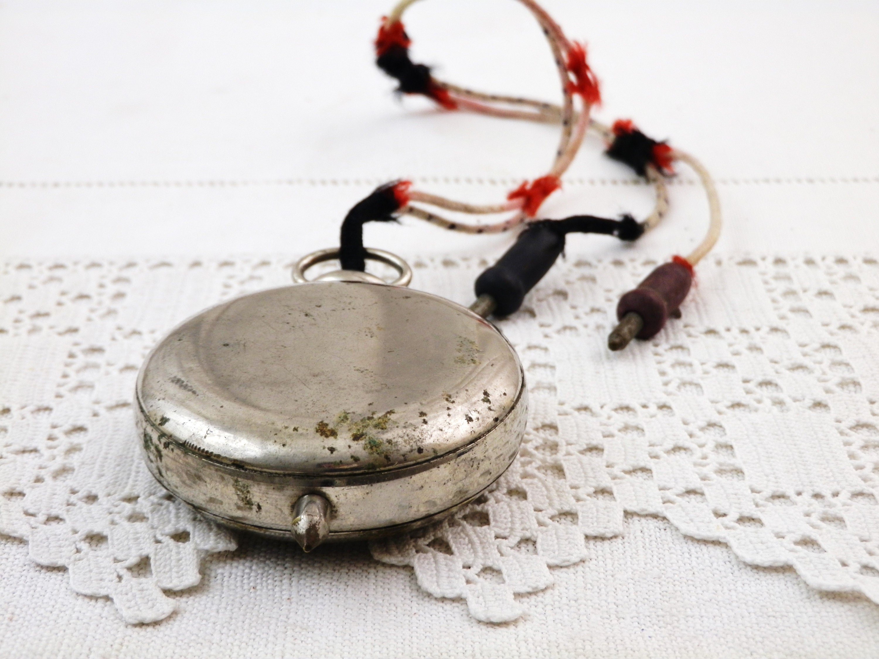 Vintage French Pocket Watch Style Metal Voltmeter by Radio Globe Paris, Retro Electrical Ammeter