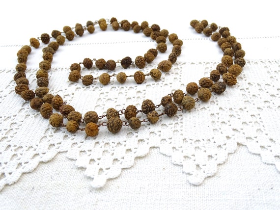 Long Vintage Natural Bhadraksha Seed Linked Bead … - image 7