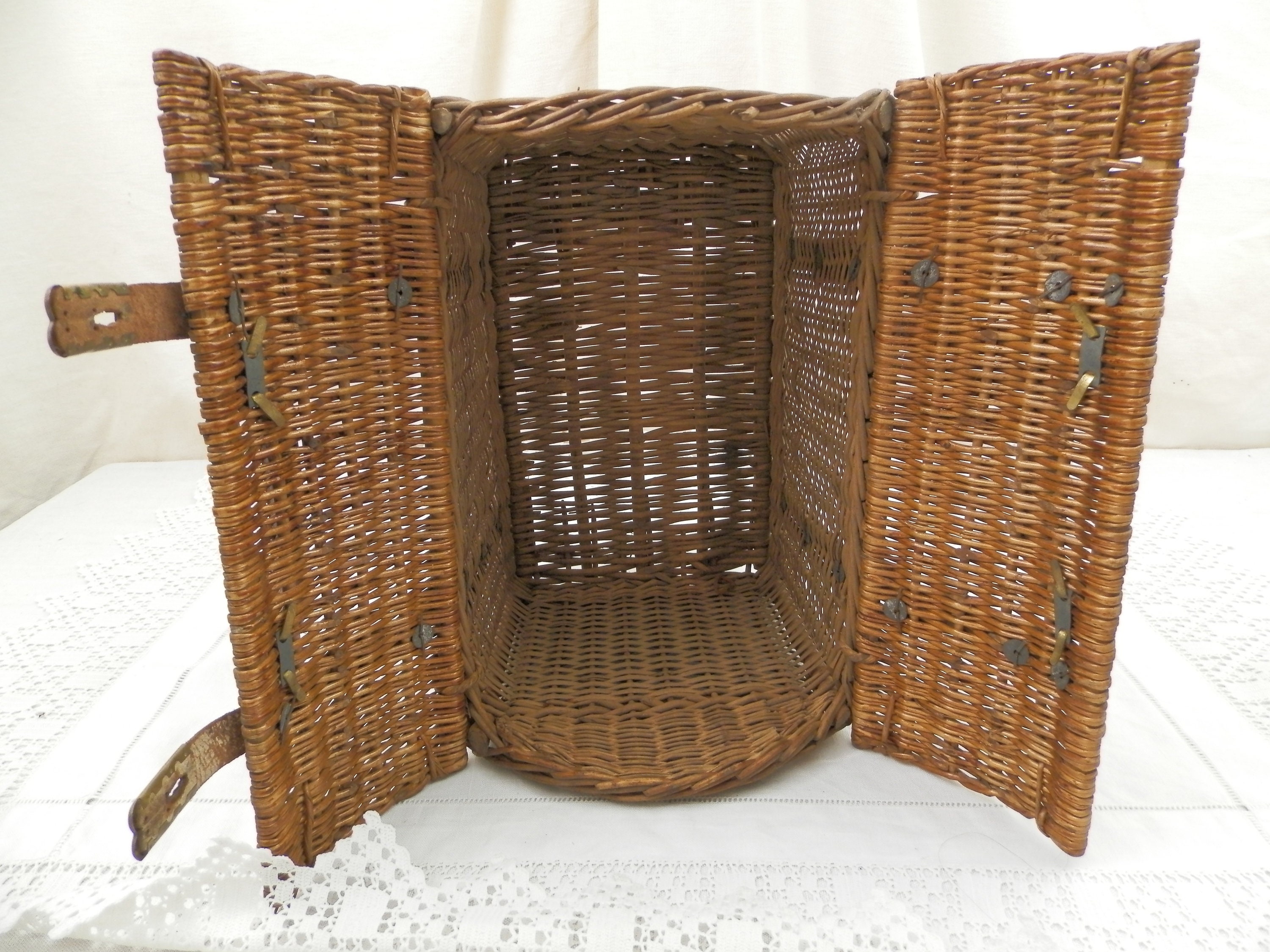 Antique French Wicker Picnic Basket by Champagne House Coste Folcher