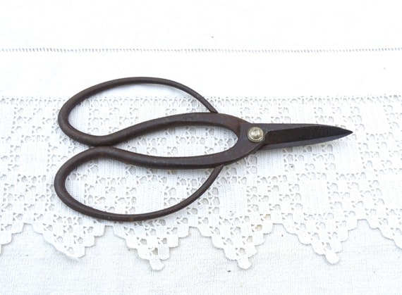 Vintage Japanese Bonsai Scissors 19 cm  7.48" with Makers Mark Made of Forged Steel, Retro Metal Gardening Shears from Japan, Asian Clippers