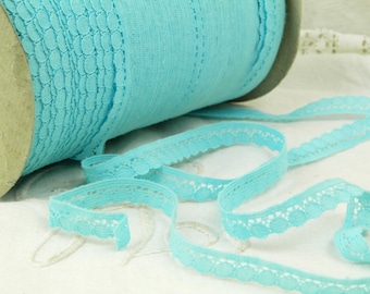 10 Yards of Vintage French Pale Sky Blue Lace Ribbon /Trim / Tape, Vintage Haberdashery Retro Sewing Craft Supplies, Dentelle from France