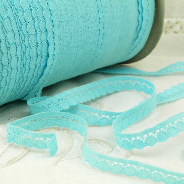 10 Yards of Vintage French Pale Sky Blue Lace Ribbon /Trim / Tape, Vintage Haberdashery Retro Sewing Craft Supplies, Dentelle from France