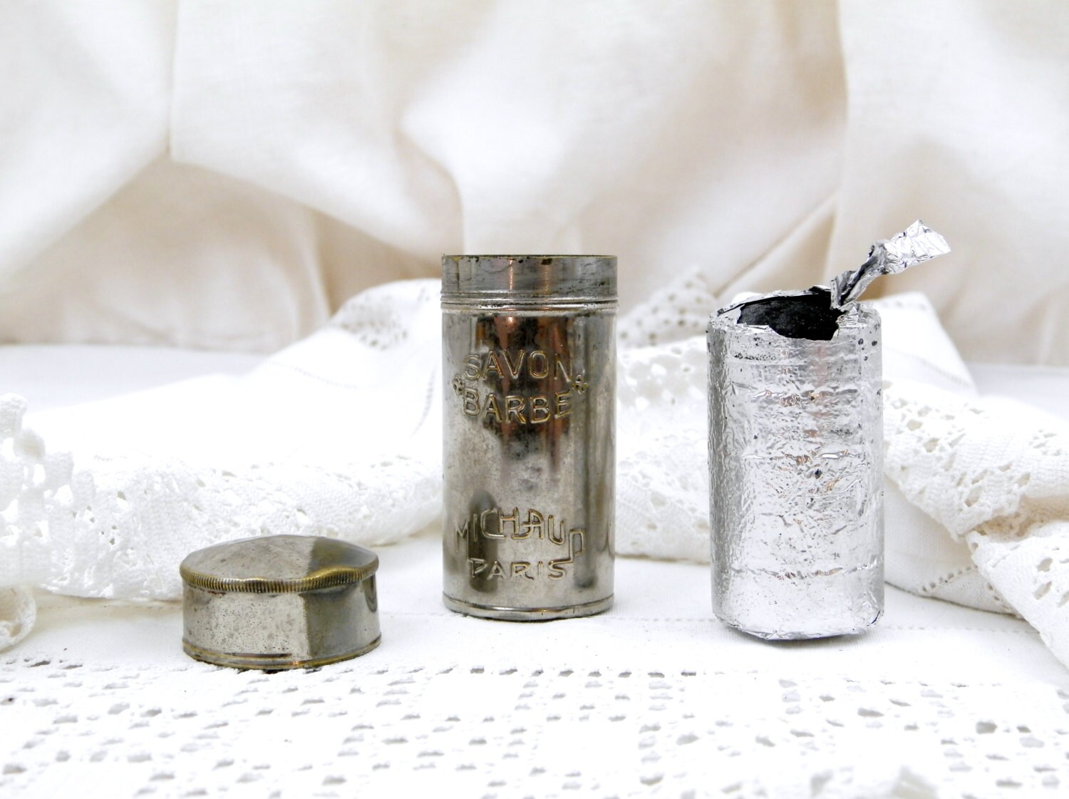 Antique French Complete Shaving Soap Stick Savon Barbe Michaud Paris