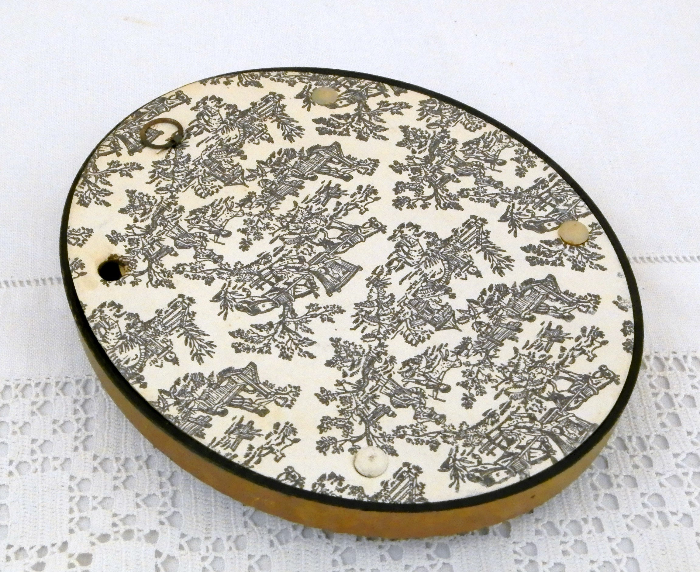 Vintage Oval Domed Glass Picture Frame with Dried Flower Composition