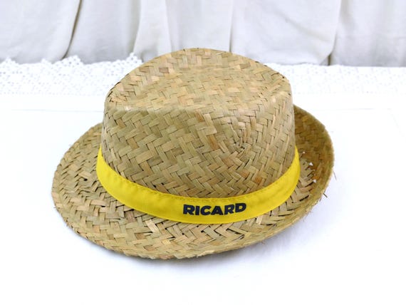 Vintage French Ricard Promotional Straw Hat, Retro Summer Headwear from South of France, Advertising Aperitif Pastis 51 Pernod from France