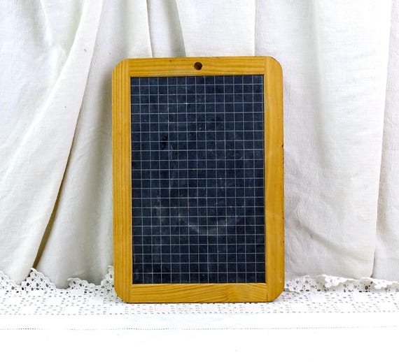 Vintage French Primary School Child's Writing Slate with Wooden Frame, Retro Kids Chalkboard from France, Small Wall Hanging Black Board